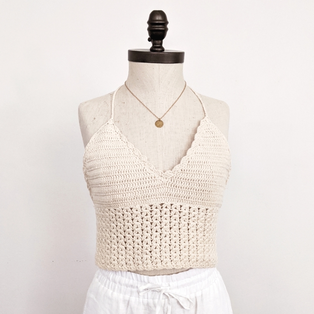 Cotton Crochet Halter Crop
